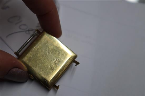 A gentlemans 750 yellow metal Roamer manual wind wrist watch, no strap.